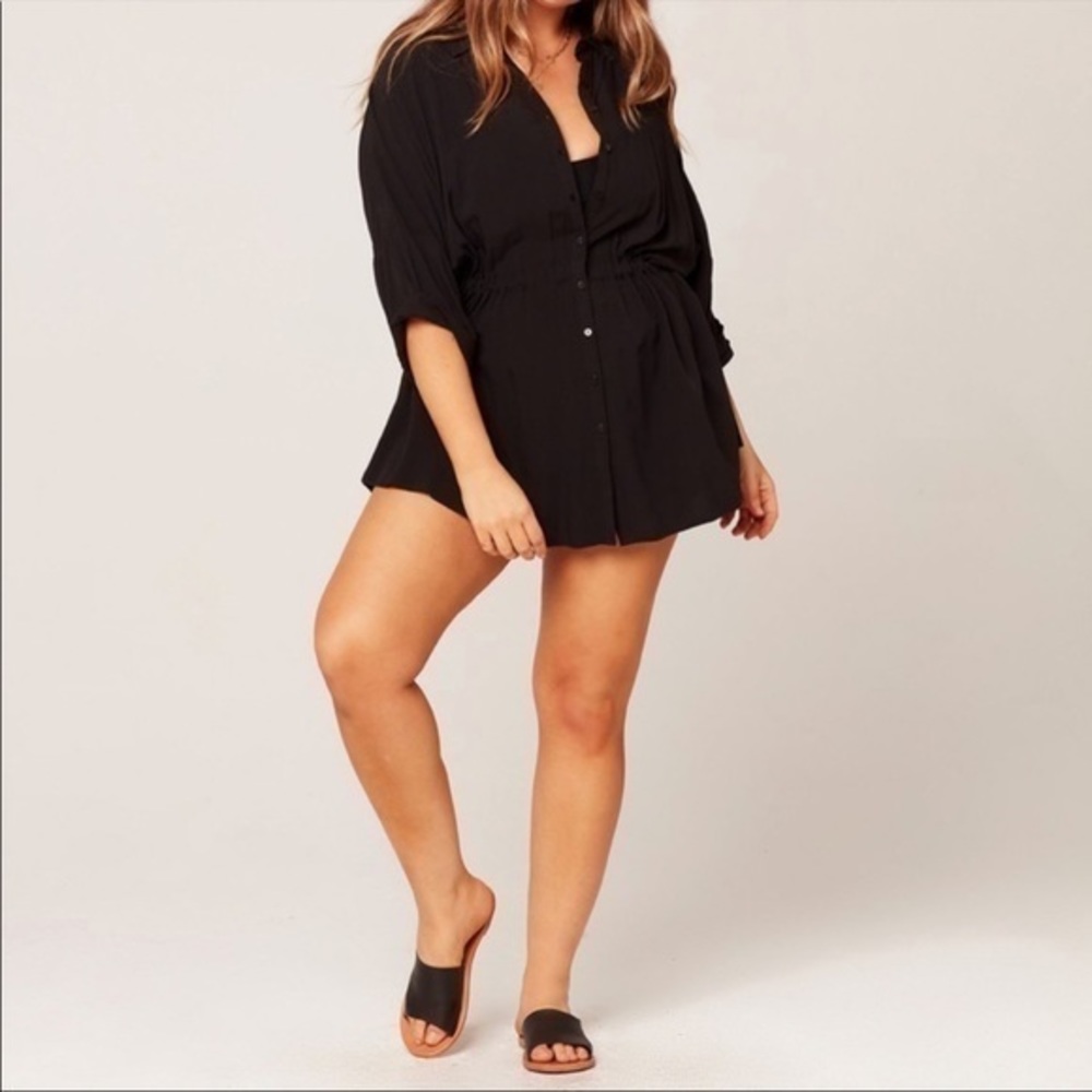 L Space Laguna Black Leather Sandals - NWOB